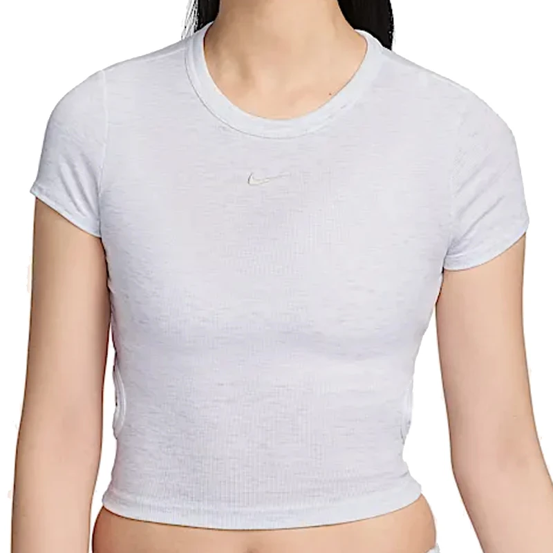NIKE耐克女子NSW NK CHLL KNT MRIB SS T针织无领短T恤HJ0720-051