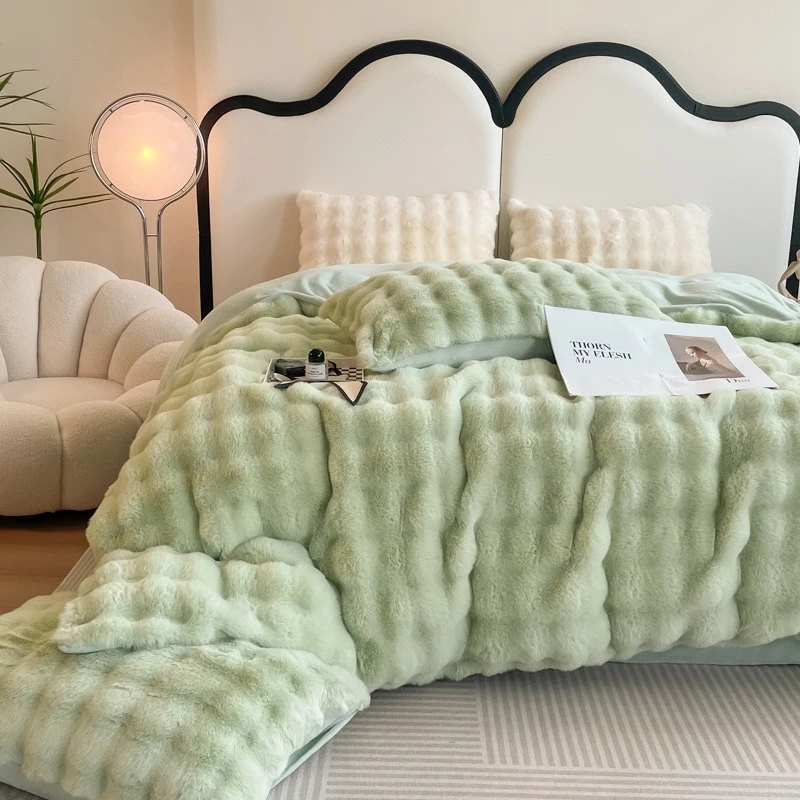 拉萨发货西藏包邮家用学生宿舍兔绒床上四件套