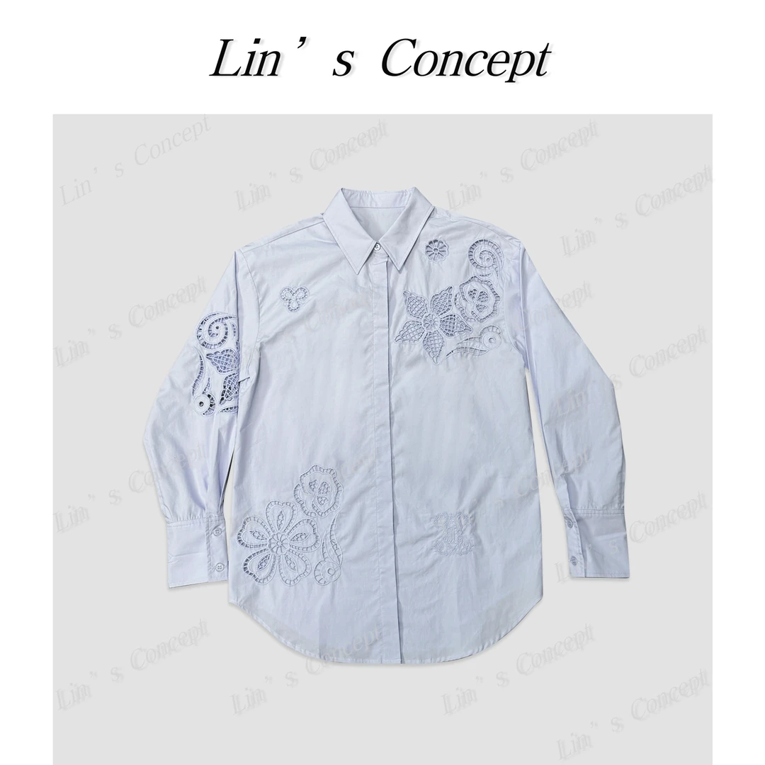 【Lin's concept】【花仙子系列】设计师款镂空刺绣衬衫 DL2404999