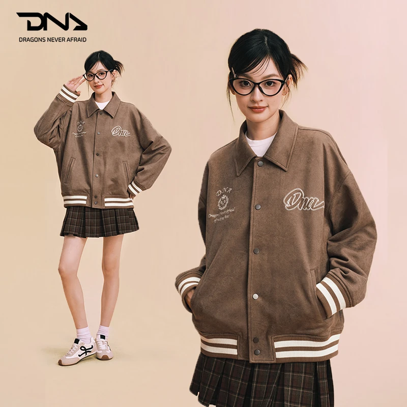DNA 复古棒球服女2025年秋新款韩版宽松休闲潮流学生上衣