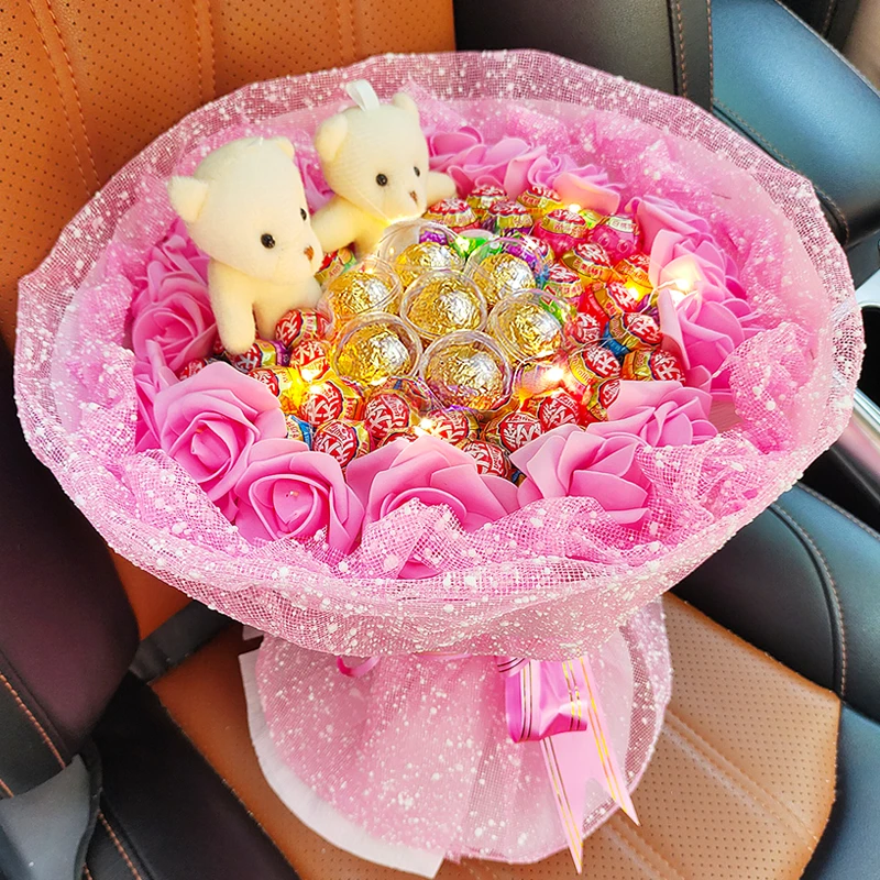 创意生日花束巧克力花束棒棒糖糖果花束成品送女朋友女儿生日礼物