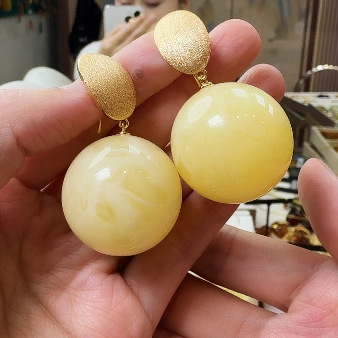 琥珀未镶嵌颈饰耳坠
