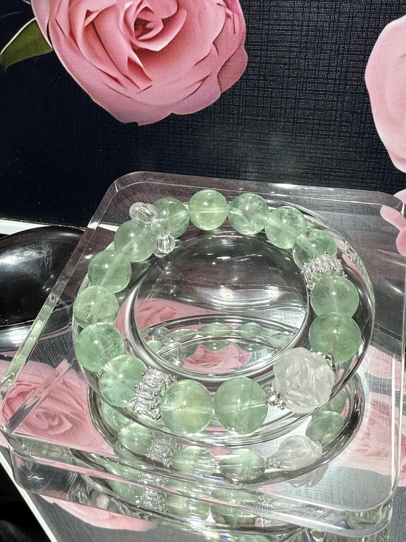 拉尔多多设计款薄荷萤石组合水晶手串多样性发其一