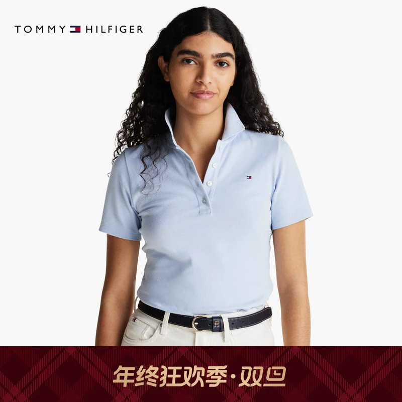 Tommy轻柔感25夏女1985珠地棉条纹多色修身T恤POLO43225