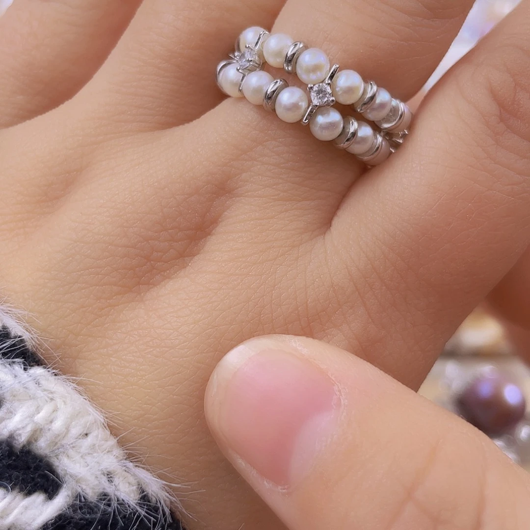 戒指淡水珍珠银S925镶嵌