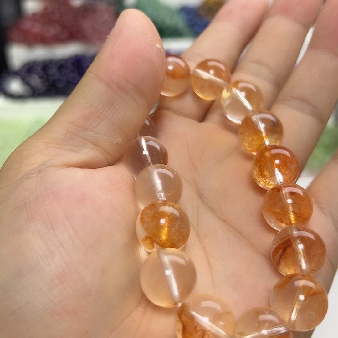 水晶手串未镶嵌冷*子红胶花13咪拍十次合一单 不带证书