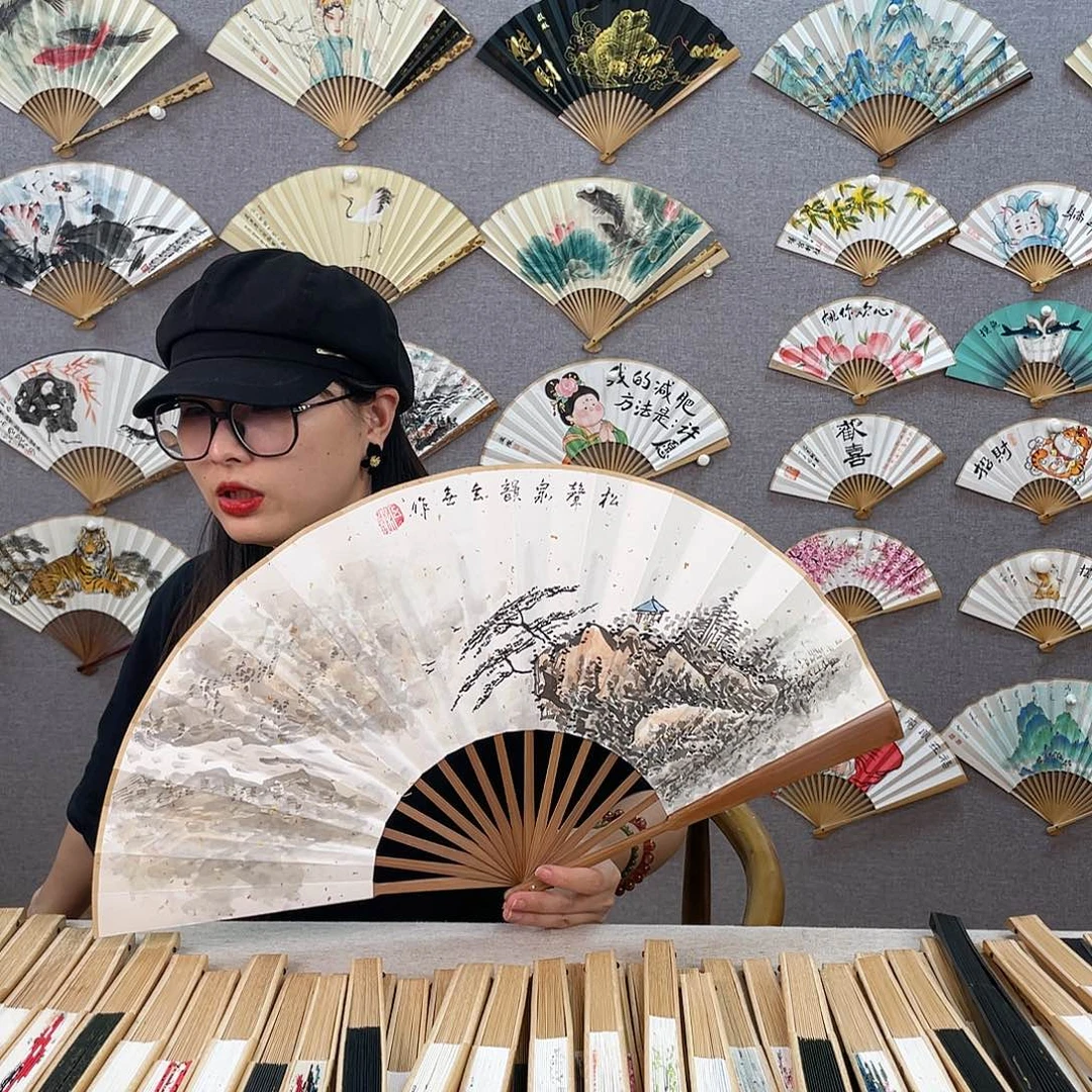 国画10寸-油竹福利折扇（默认粘好）