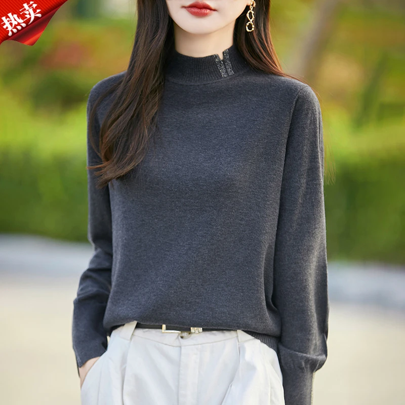 哥弟阿玛施正品秋冬内搭宽松长袖羊毛衫毛衣时尚烫钻打底衫上衣女