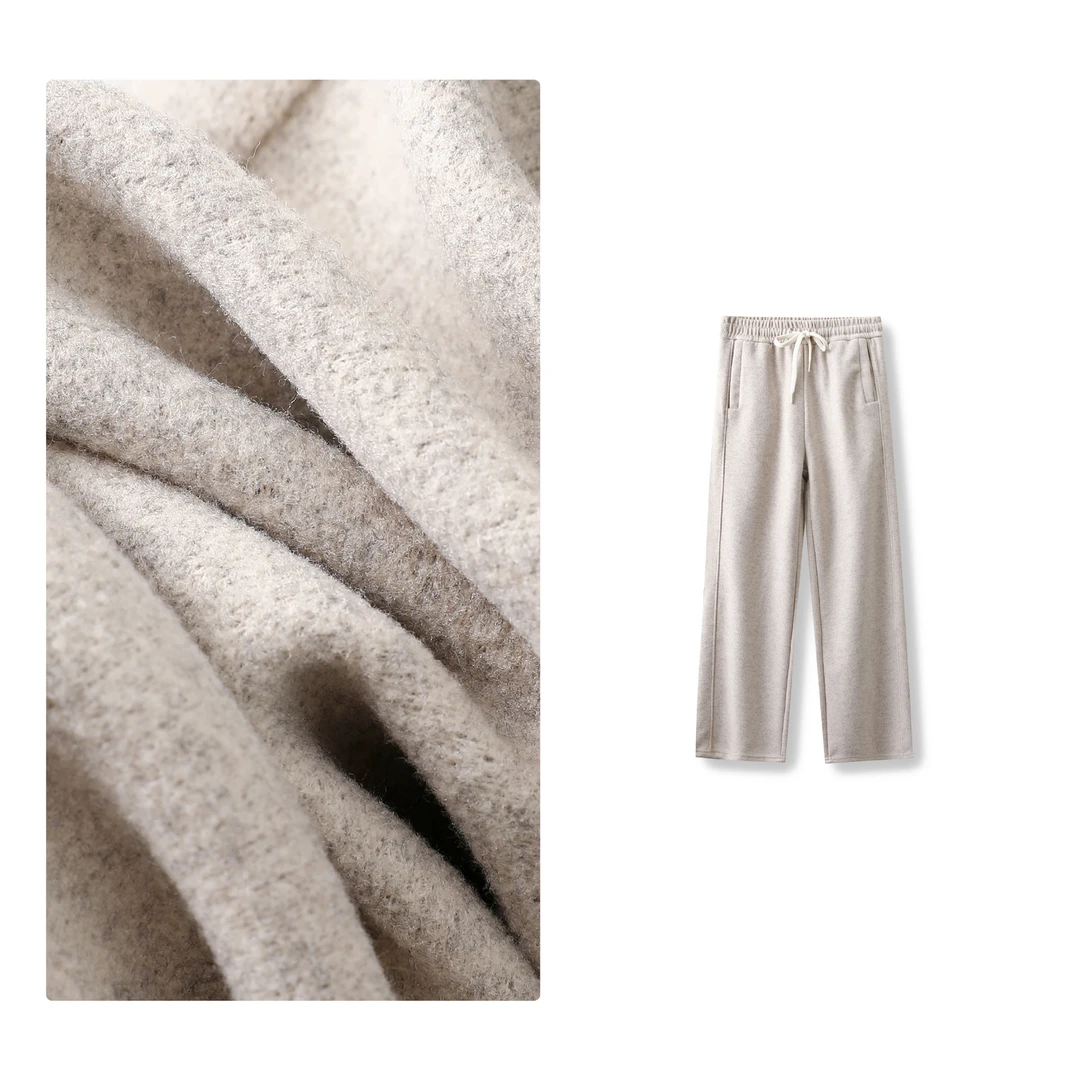 B 门店4&09！冷杏休闲裤」软糯仿羊毛垂感百搭直筒阔腿裤女 C24879