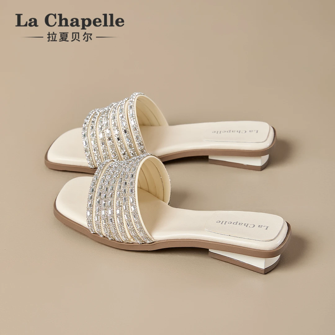 拉夏贝尔法式一字拖鞋女夏外穿2025新款高级感配裙子休闲沙滩凉拖