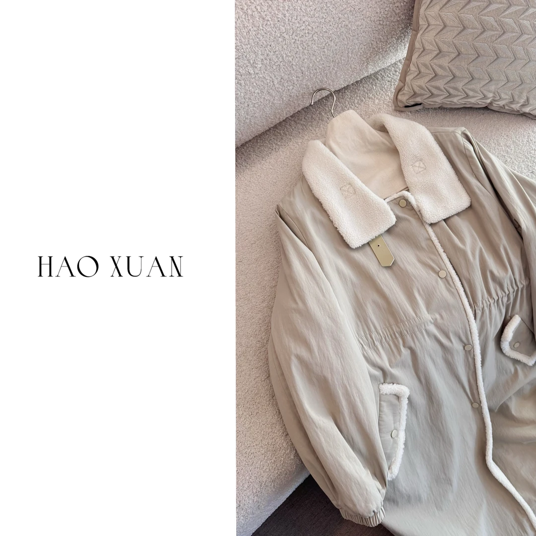 HAOXUAN 大码微胖【c116】羊羔毛派克棉服