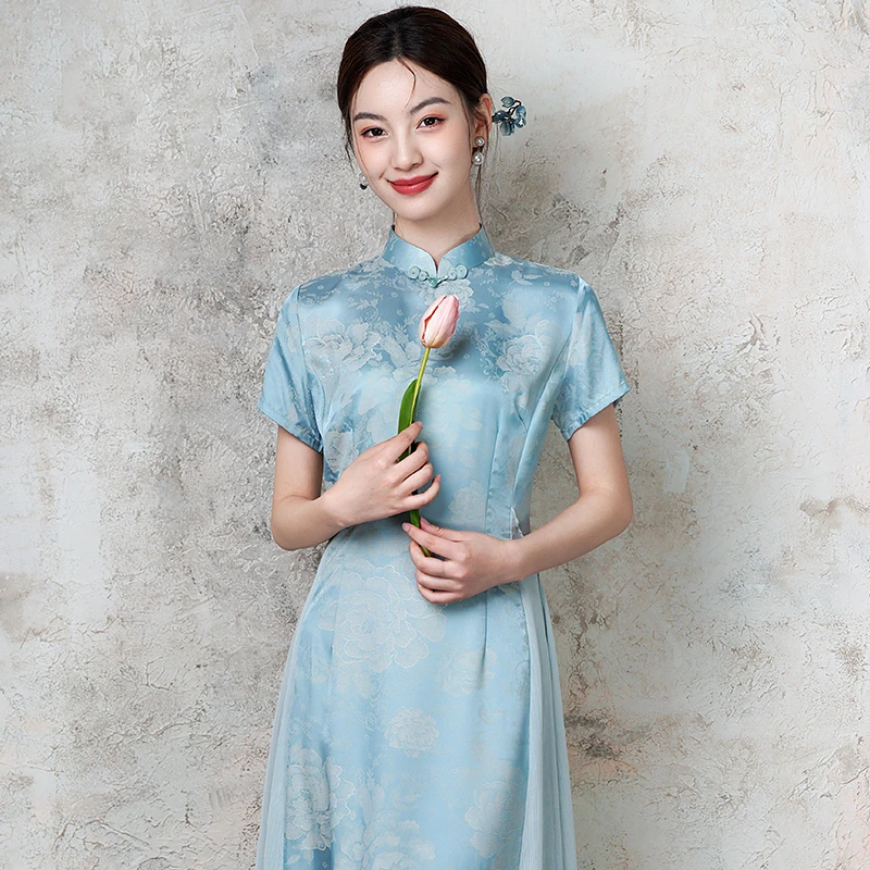 新中式旗袍2025夏季高端上海复古改良连衣裙日常可穿素雅国风礼服