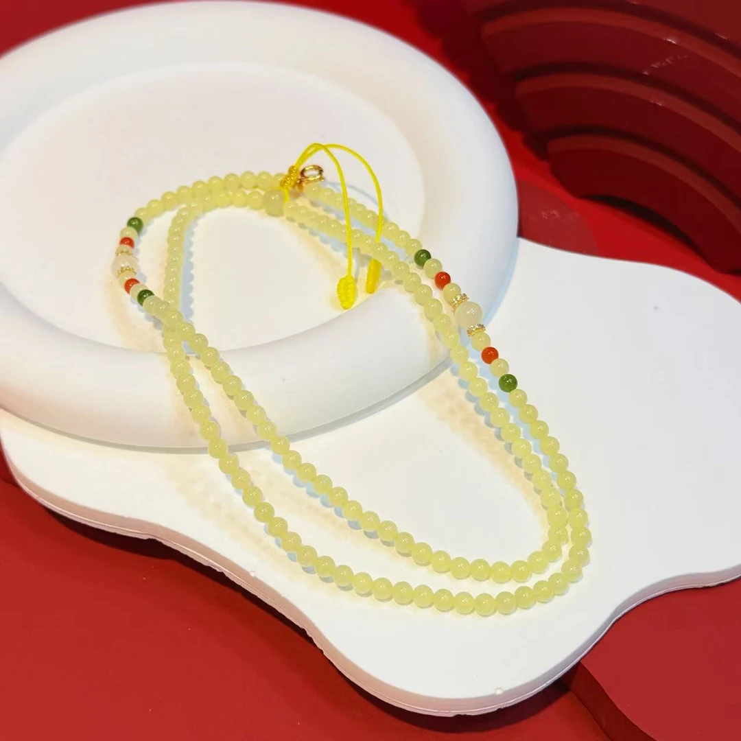 S925银4mm万能扣蜂蜜糖串珠HE00440