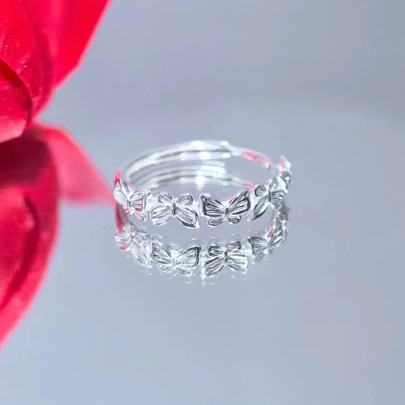 足银戒指 “蹁跹蝴蝶”戒指 轻奢时尚精美 简约经典气质百搭素款