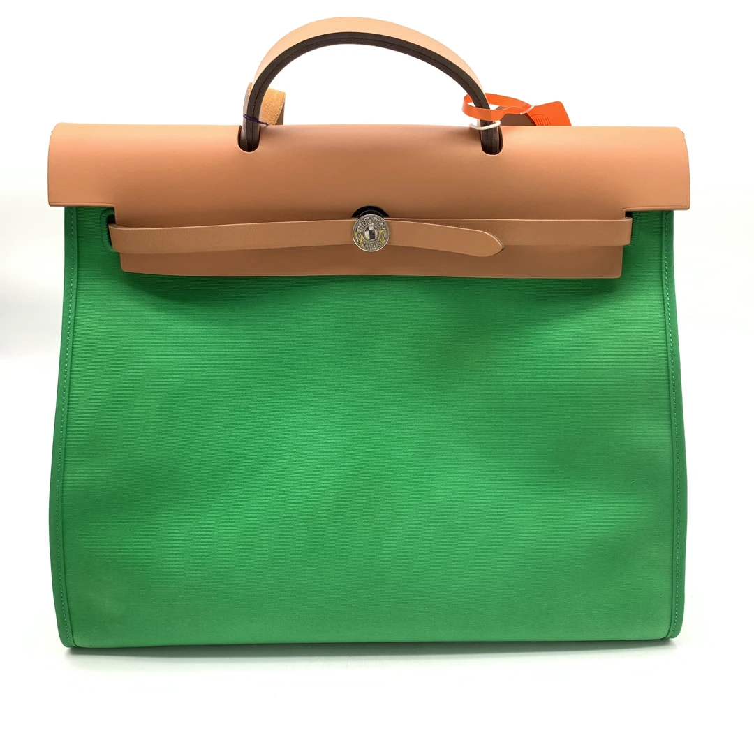 95新 Hermes/爱马仕 爱马仕 竹子绿herbag39手提包/10019602 二手