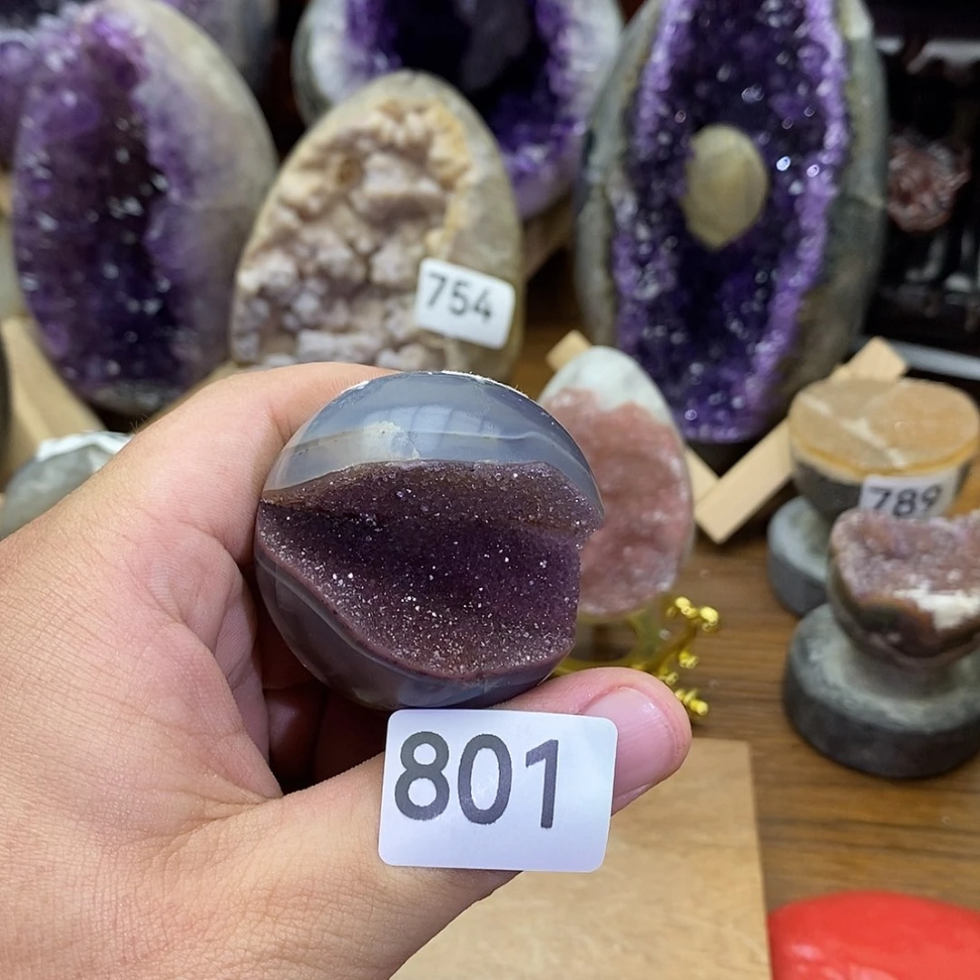 紫晶摆件未镶嵌全抛粉开口笑