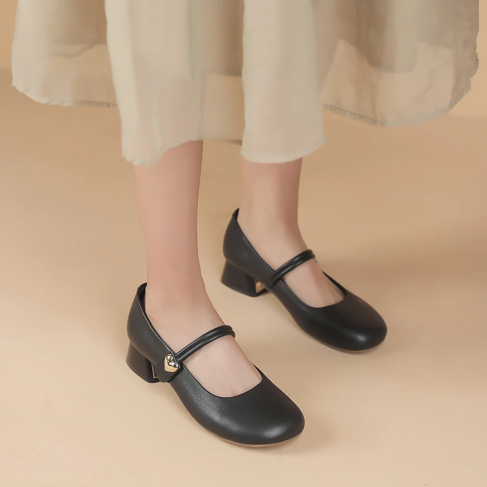 真皮法式浅口玛丽珍鞋小皮鞋时尚粗跟女鞋软底不累脚圆头小码单鞋