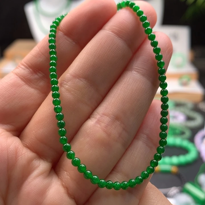 翡翠未镶嵌手串天然缅甸A货翡翠 卡2.6mm