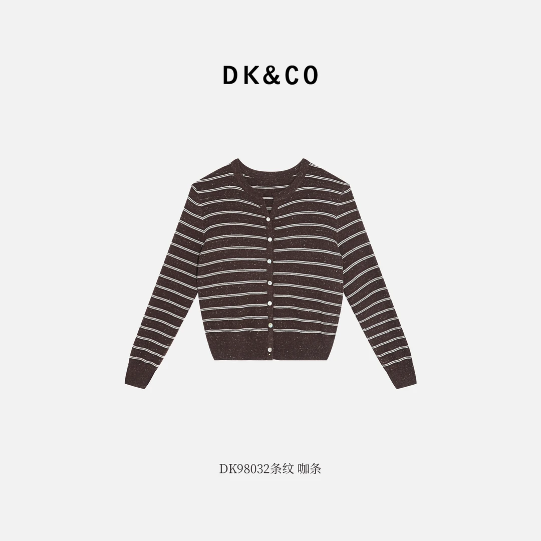 维维轻奢Aires 98032条纹【老友记】老钱百搭正肩针织圆领小开衫