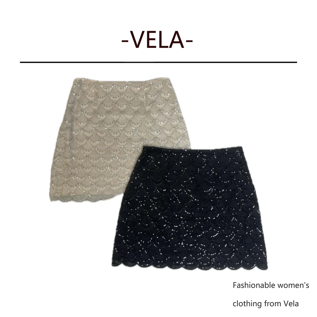 VELA 小鱼鳞短裙时尚设计感鱼鳞纹超好搭