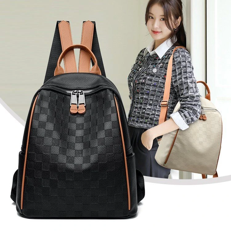 高级印花双肩包女2024新款时尚大容量简约轻便通勤旅行背包女小众