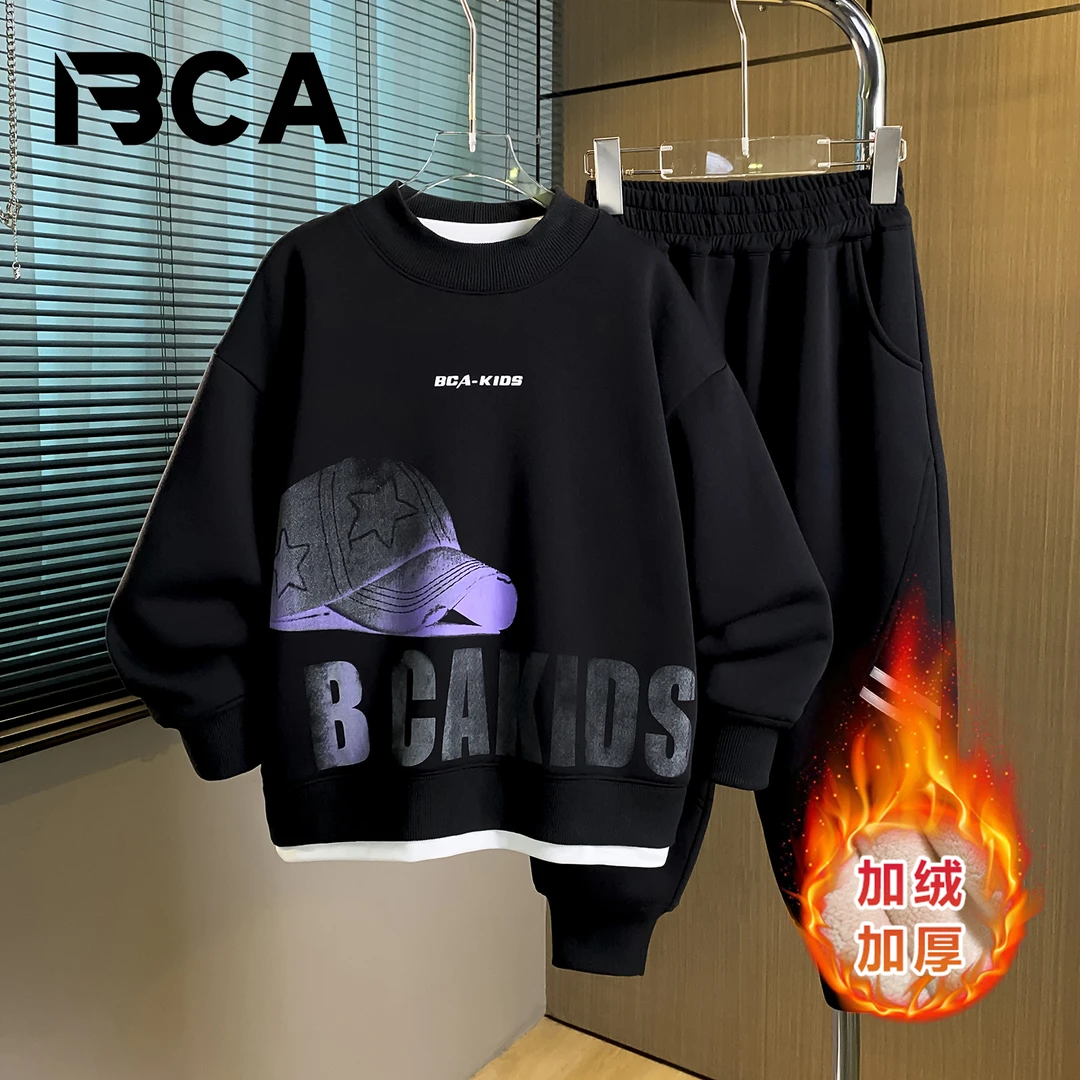 BCA男童冬季卫衣套装加绒中大童少年男童潮 DF-套装3771