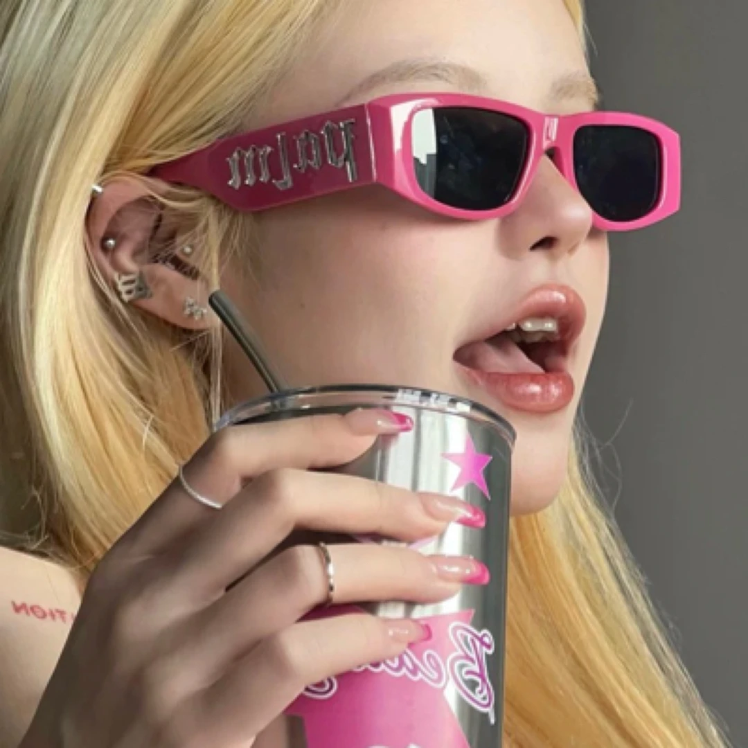 网红欧美风复古长方形显脸小太阳镜男女百搭街头凹造型时尚方框