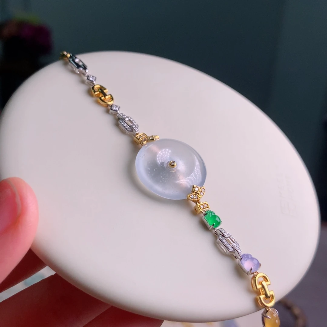 18K金镶嵌手链翡翠手链