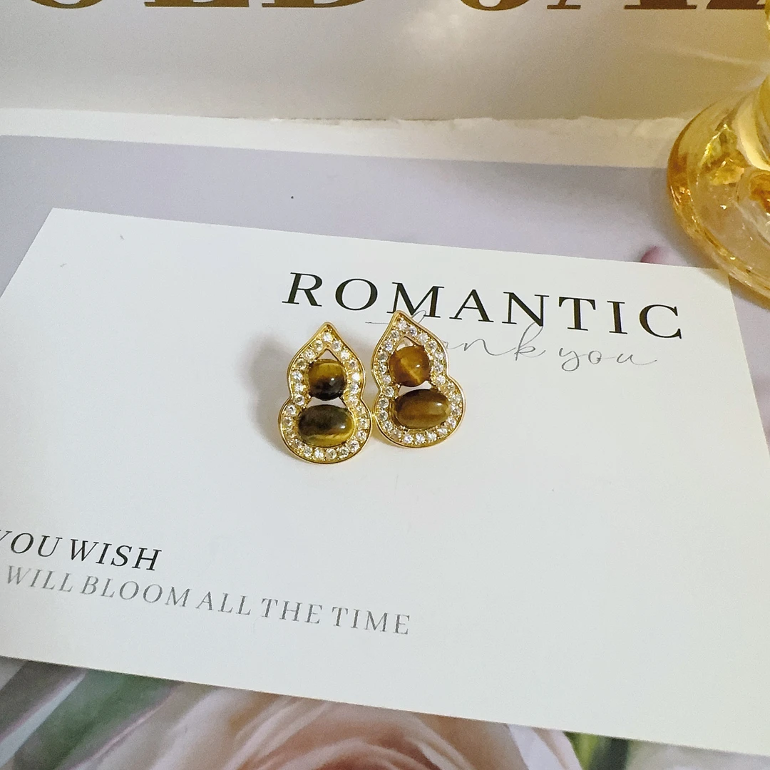 铜合金花岗石耳饰 5054 美拉德葫芦耳钉