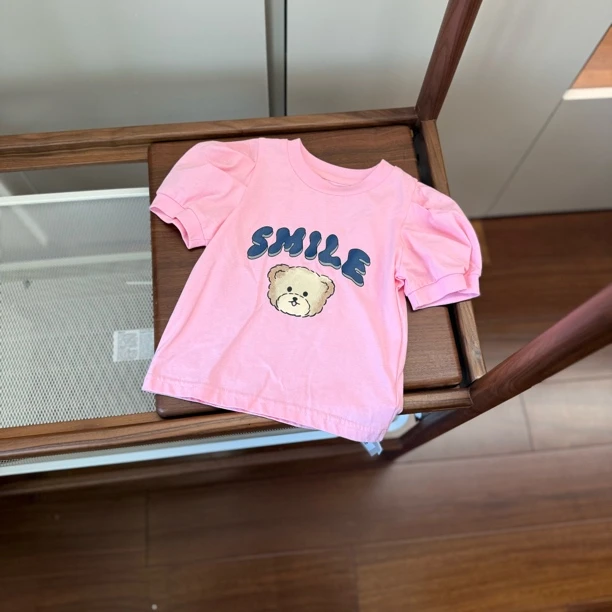 【编号F629】Z22312094T-09-儿童SMILE小熊短袖 粉色-ZK