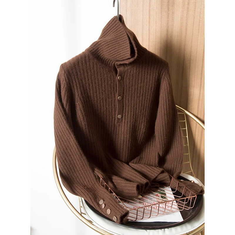 简直好看到炸！自留！秋冬季漂亮棕色高领软软糯糯毛衣女针织衫上衣