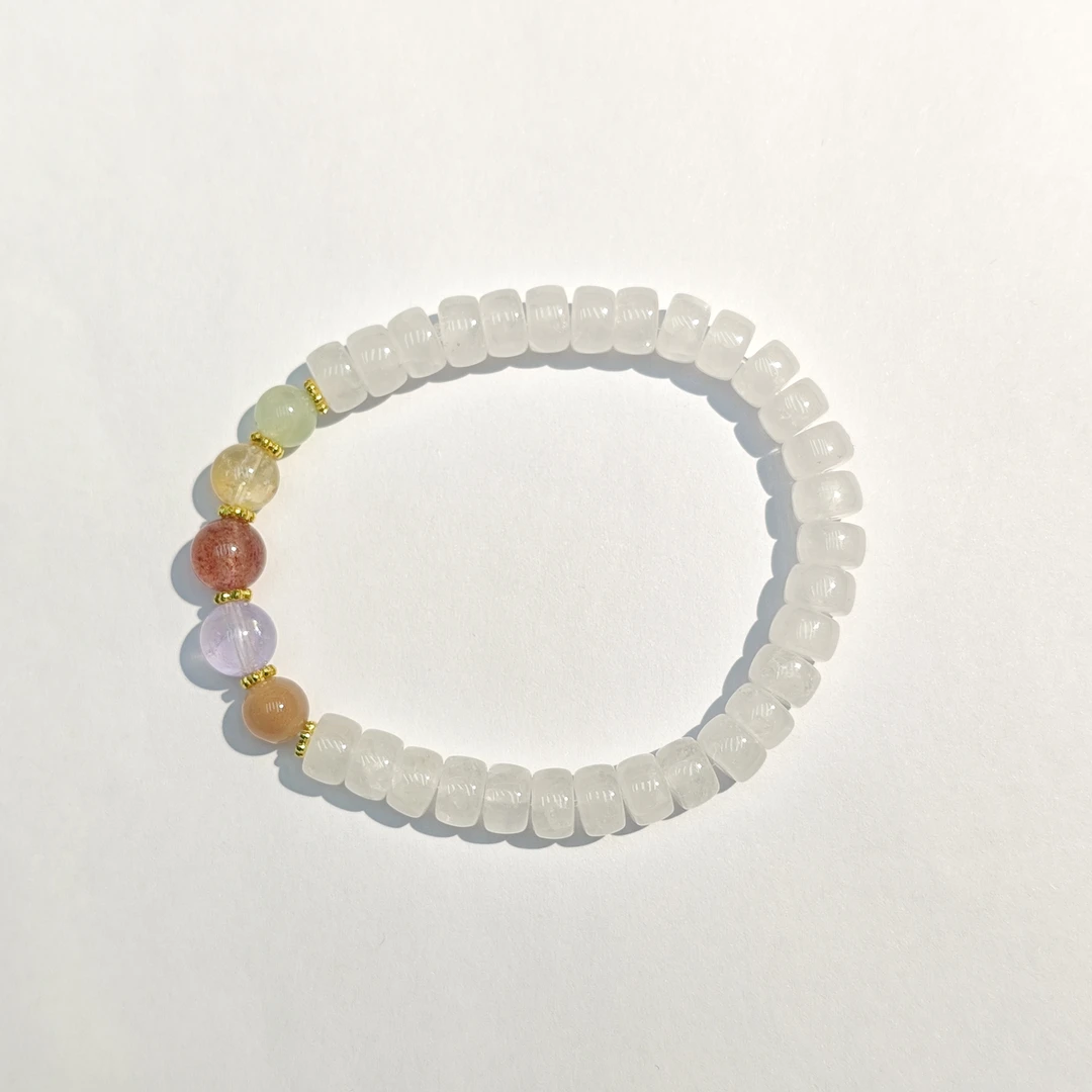 白幽灵水晶片珠多宝手串2222