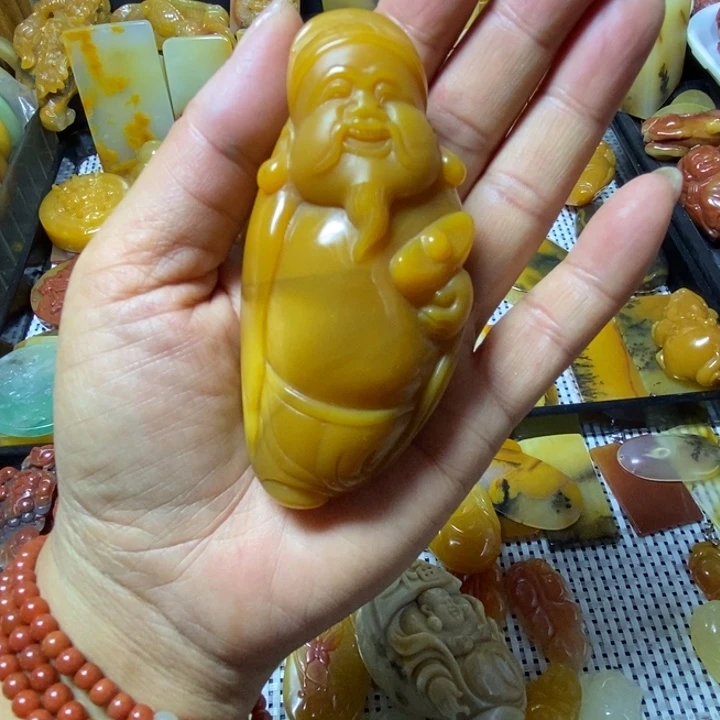 石英质玉（黄龙玉）合金吊坠