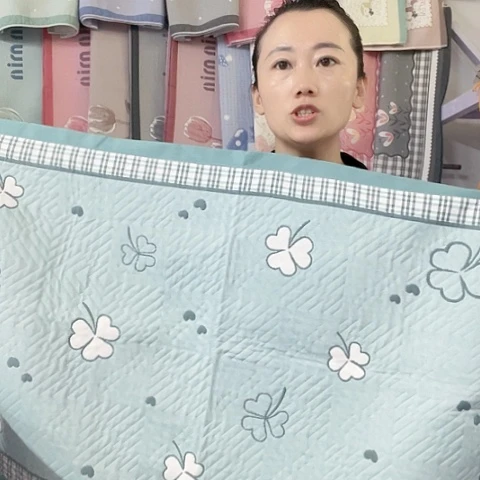 棉纱布绿色四叶草纯棉