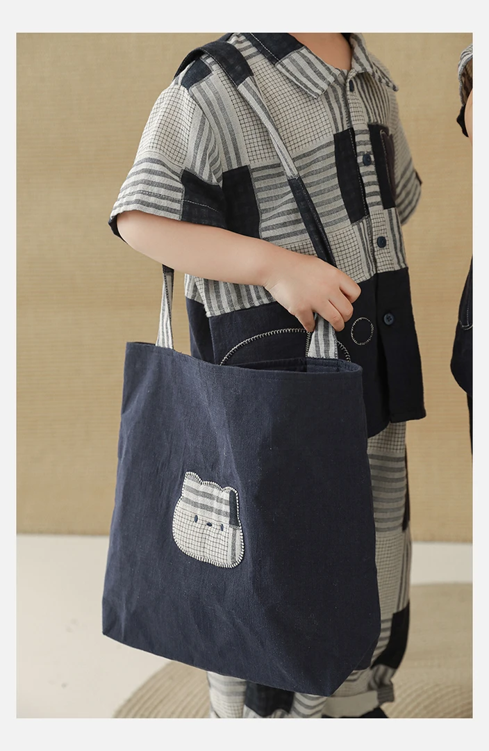 YOEHYAUL/幼悠春叁波【文艺风全棉】原创双层纱布格子系列包包S1712