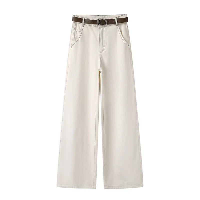 艾家2025春季新款高腰百搭直筒牛仔裤女3224