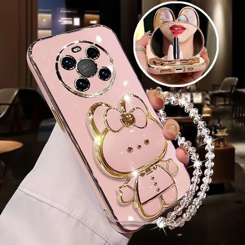 适用华为鼎桥M40手机壳补妆镜支架TDT-MA01硅胶软防摔手链女款5g