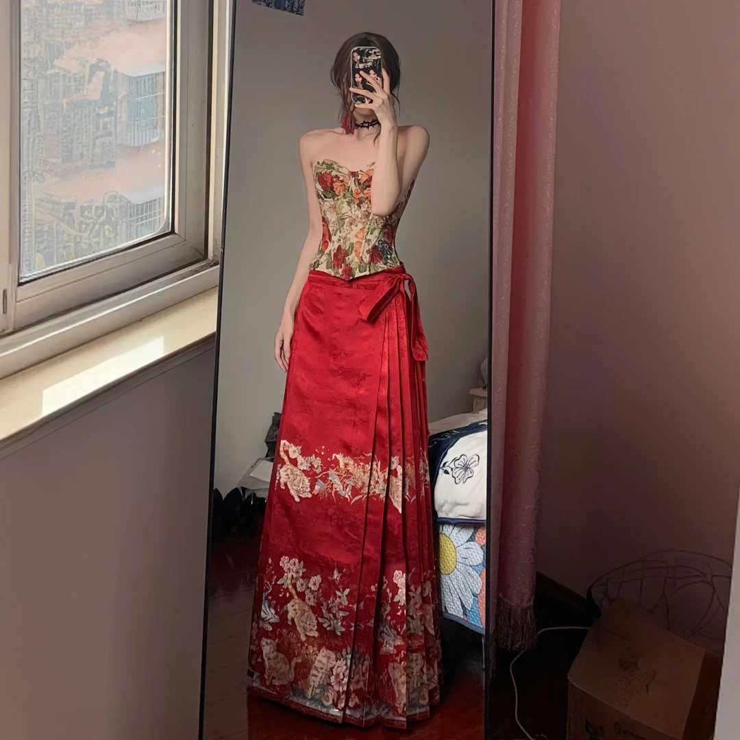 礼服夏季新款lanyi鱼骨内搭上衣汉服新中式高档一整套女装马面裙