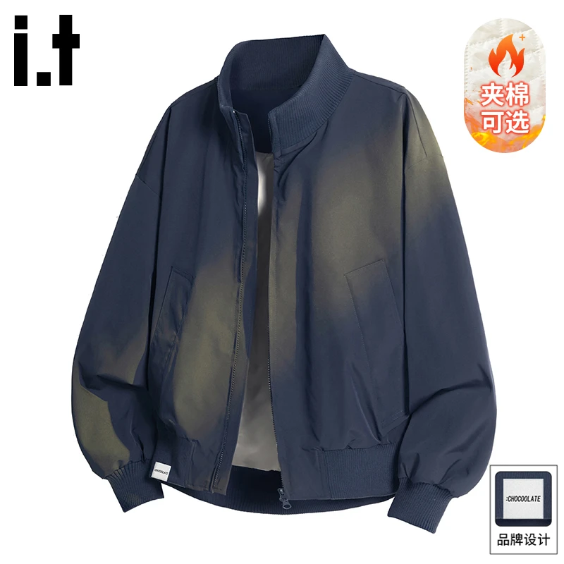 it :CHOCOOLATE美式解构飞行员夹克男秋冬新款夹棉宽松棒球服外套
