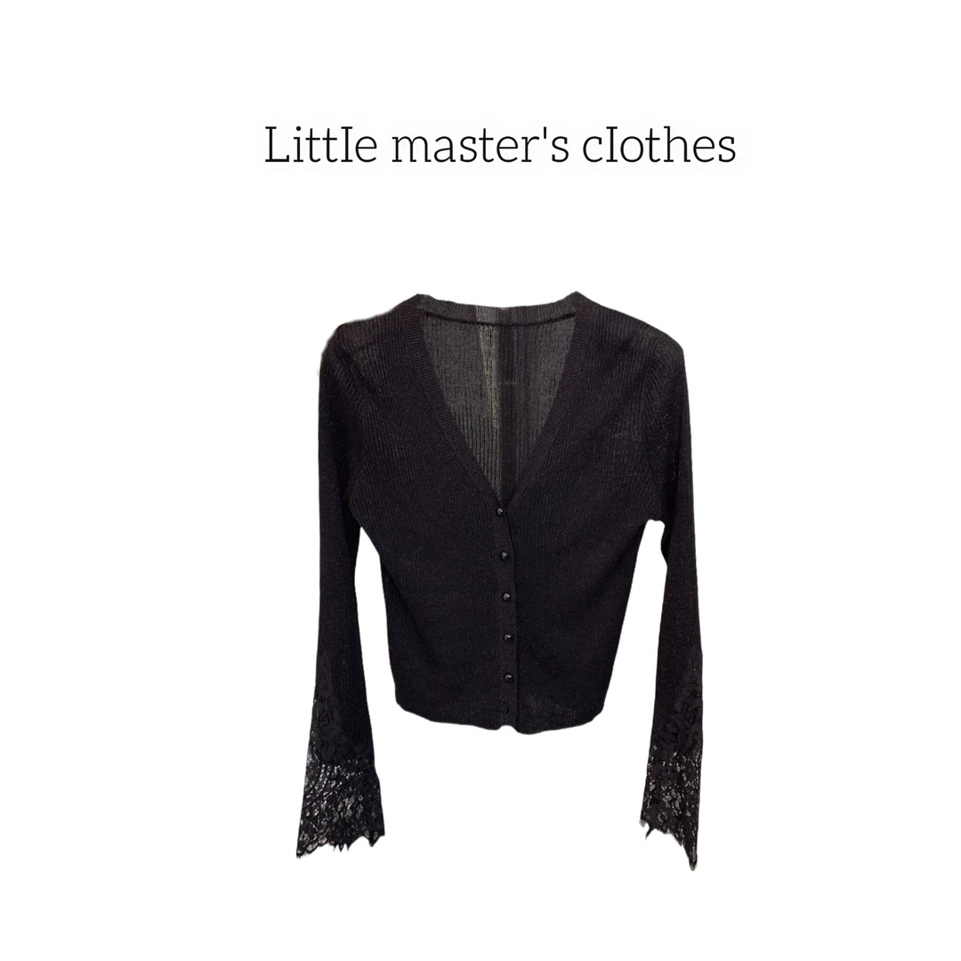 设计师气质开衫蕾丝打底衫时尚百搭轻奢长袖开衫外搭上衣