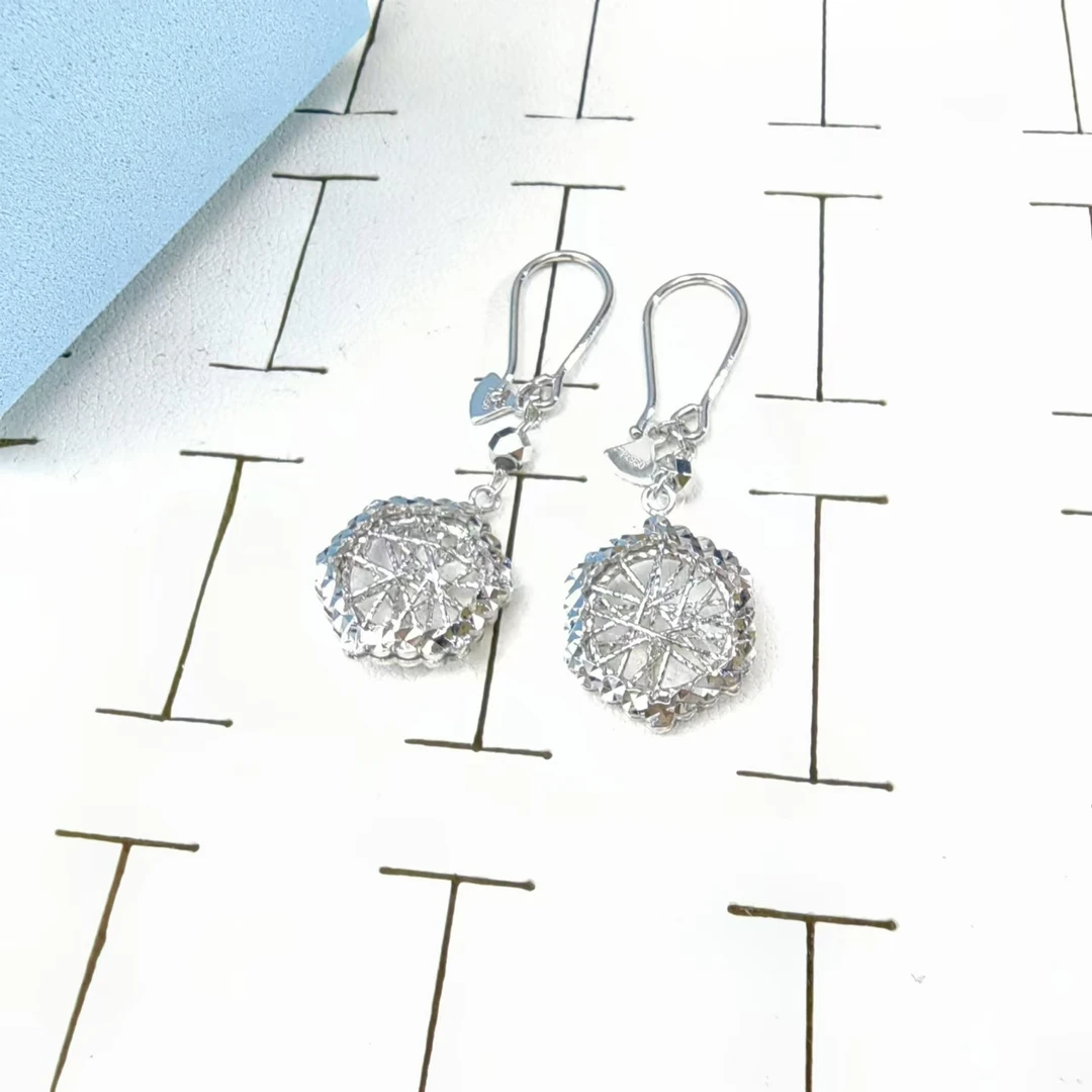 PT950铂金耳饰 切面几何铂金耳钩 约4cm