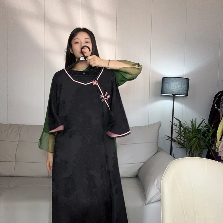 大码孤品真丝旗袍