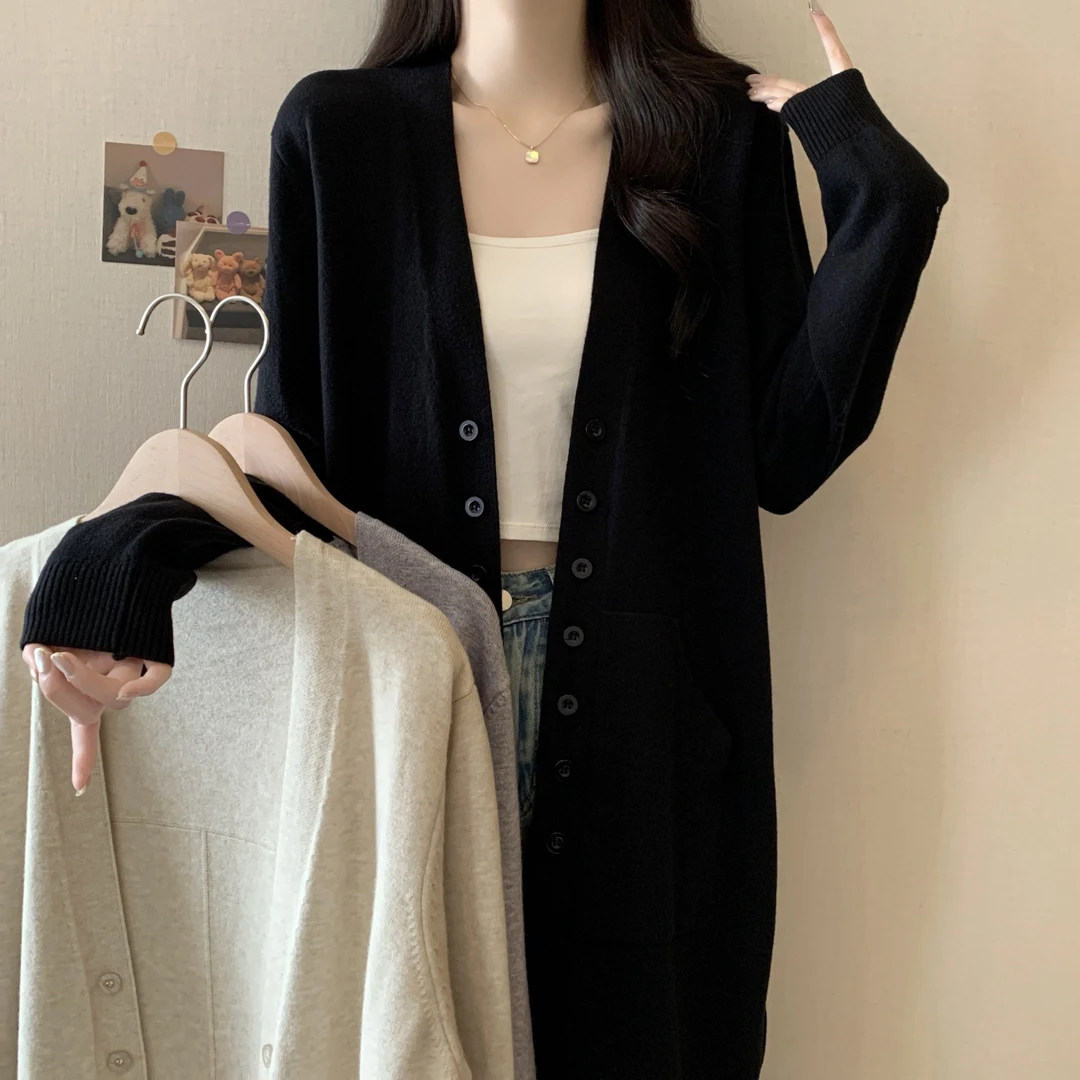 实拍大码秋冬新款宽松中长款外搭针织开衫胖MM慵懒风披肩毛衣外套