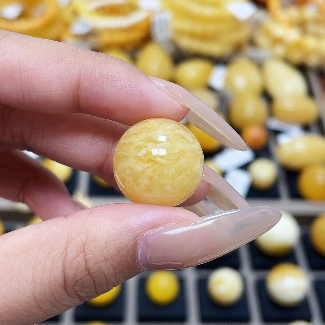 琥珀珠宝奇石未镶嵌17.0mm圆珠 瑕疵