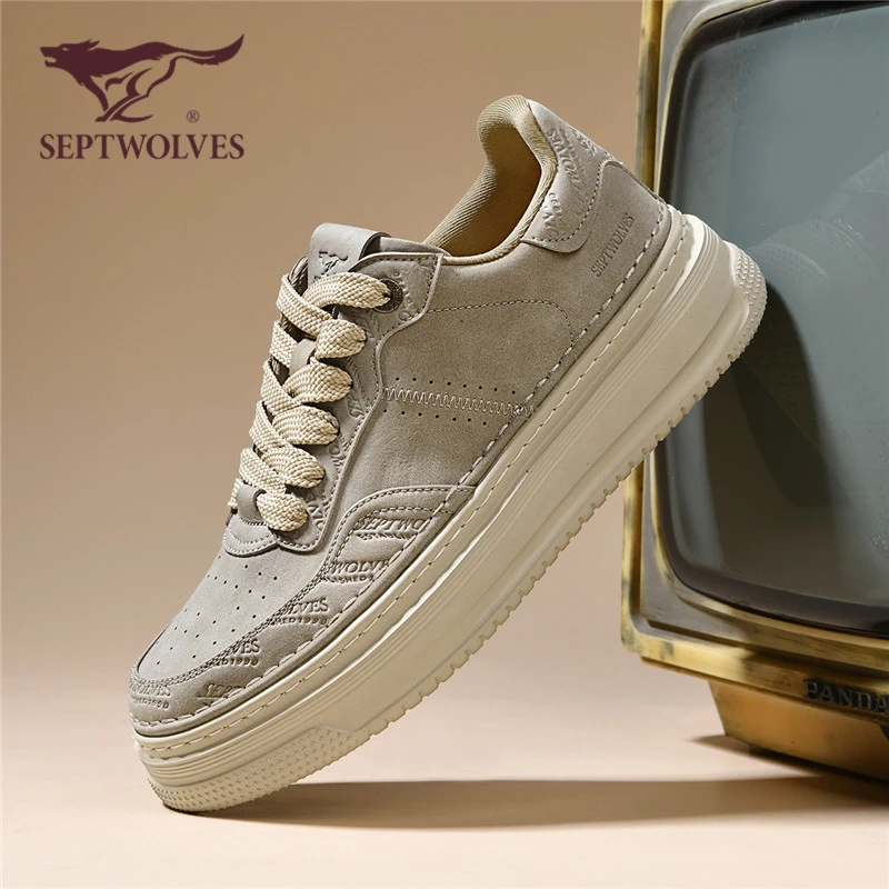 七匹狼正品男鞋秋季新款厚底增高低帮板鞋男款潮流百搭休闲运动鞋