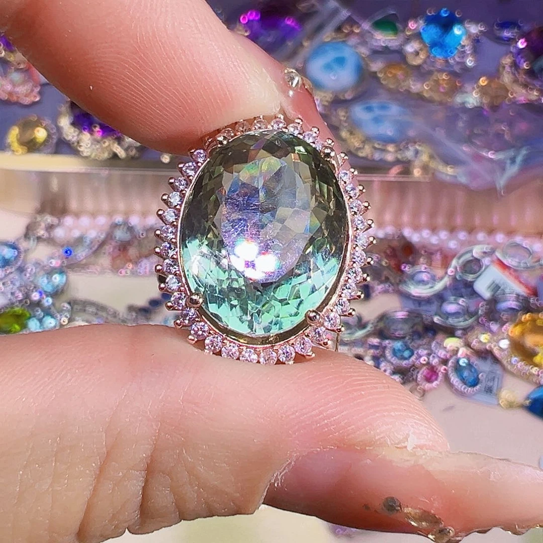 绿水晶珠宝半成品银S925镶嵌