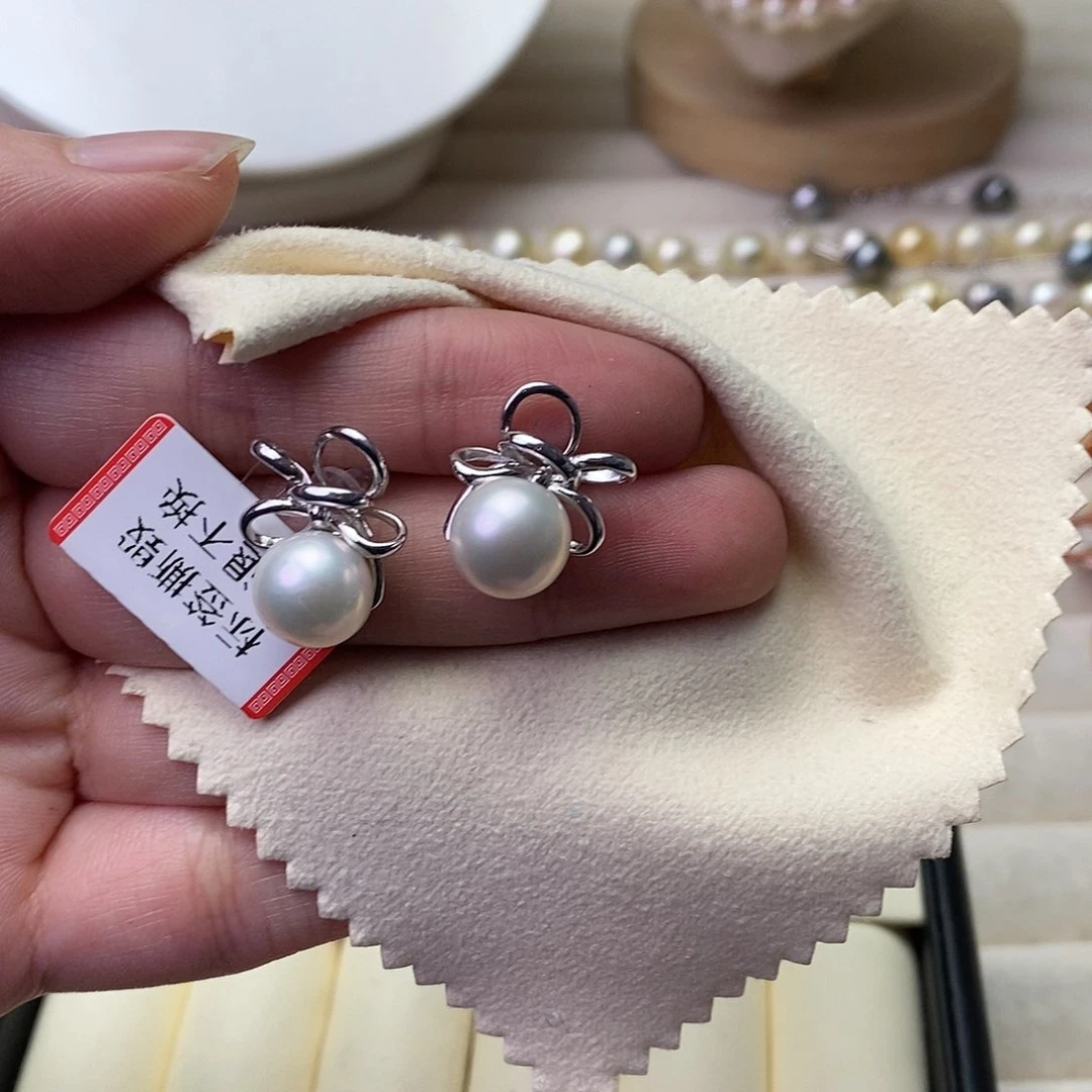 淡水珍珠耳饰银S925镶嵌