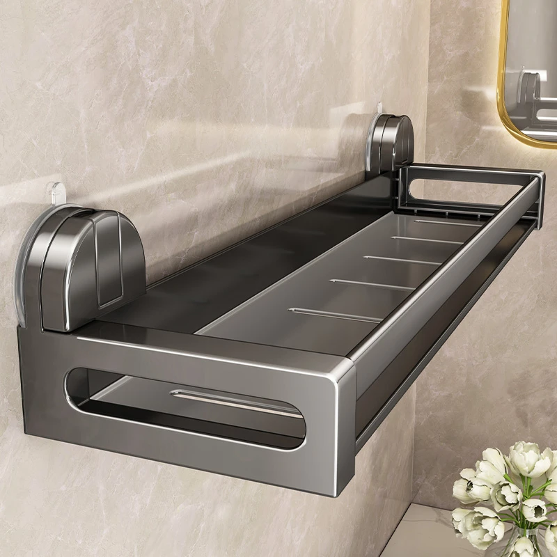 优勤枪灰吸盘浴室卫生间置物架免打孔壁挂厕所洗漱台墙上收纳架子