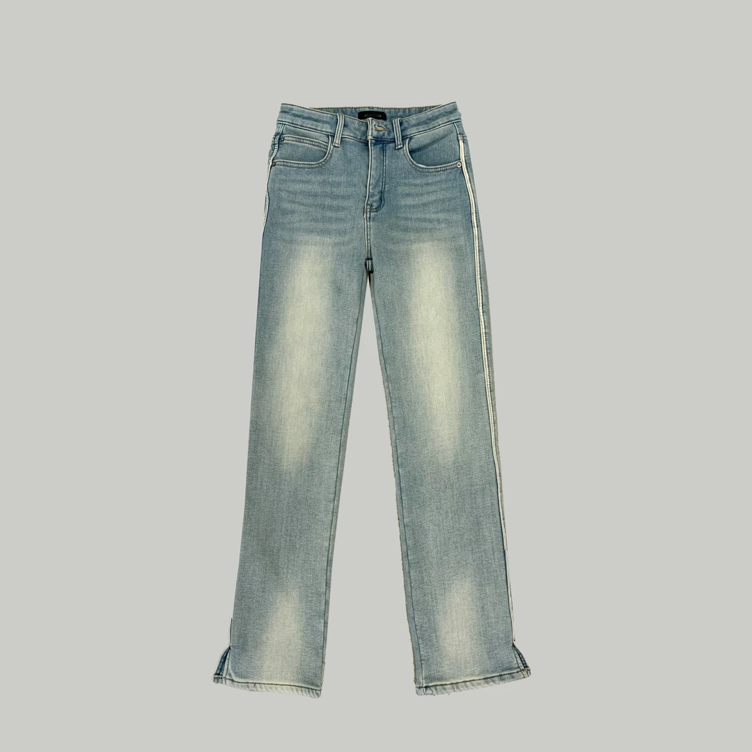 LNDG高端定制百搭时尚加绒小直筒裤显瘦女牛仔裤LNDG242673