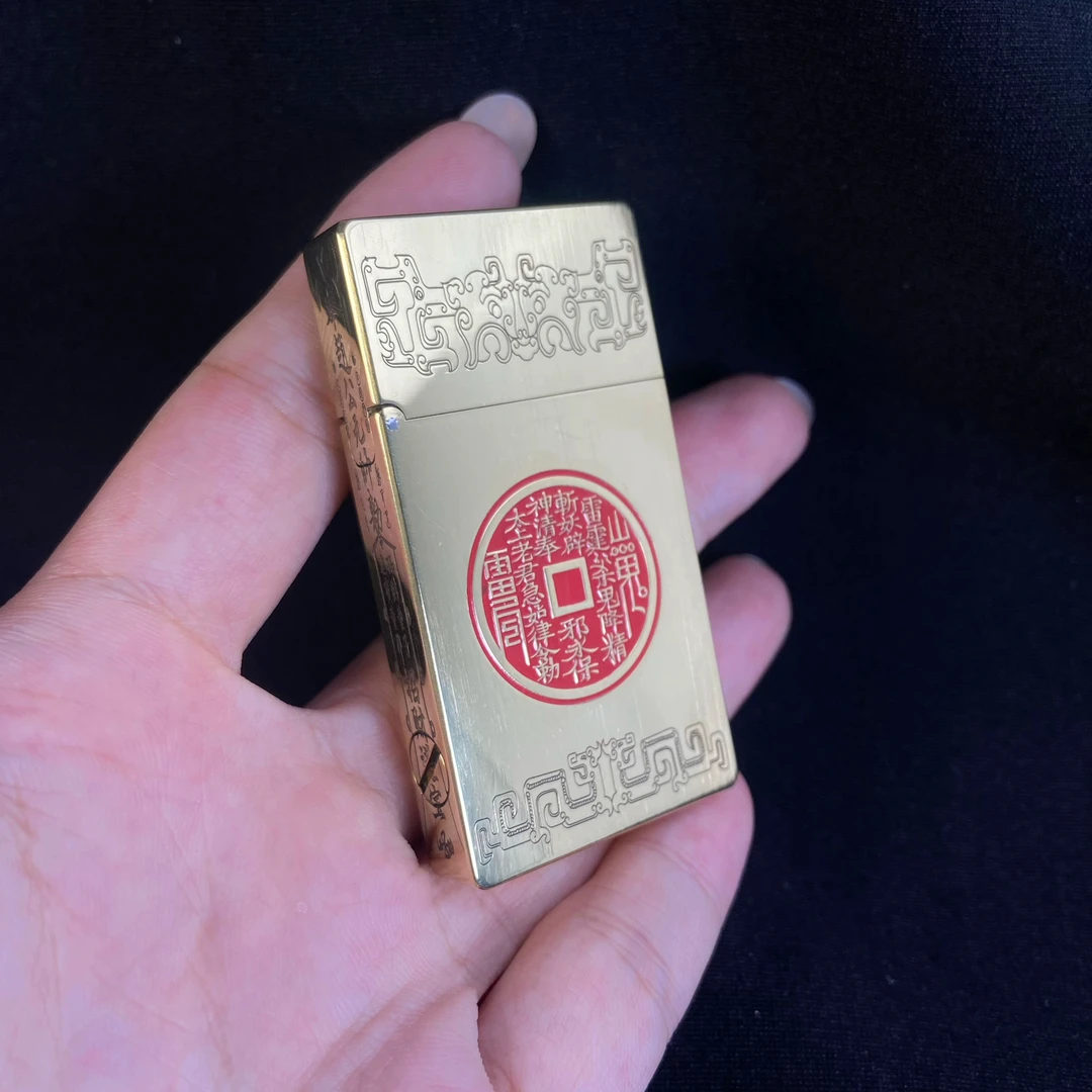 【战壕新款山鬼开运填漆】纯黄铜手工煤油打火机高密封男士送礼收藏